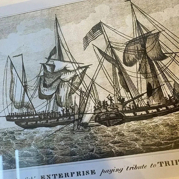VTG Capt Sterrett Enterprise paying tribute Tripoli August 1801 Frame Art Print - Picture 3 of 8